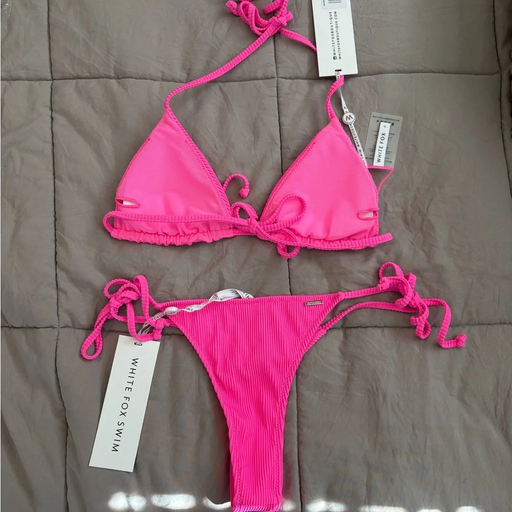 White Fox By the Pool Bikini Set in Neon Pink - Picture 2 of 3